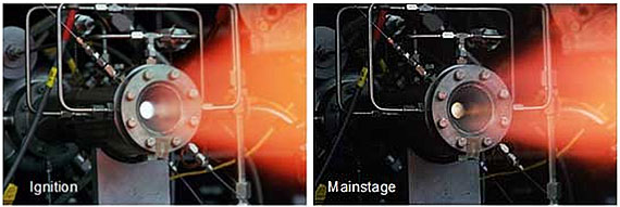 Transpiration-cooled molybdenum foam/porous molybdenum liner combustion chamber during oxygen/hydrogen hot-fire testing at NASA Glenn Molybdenum liner combustion chamber