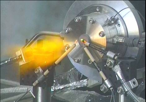 Gaseous hydrogen/air hot-fire test of Ultramet ceramic open-cell foam injector at the Air Force Research Laboratory (Edwards AFB) Refractoryopencells Fuelinjectors